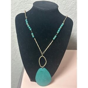 NWT J.Jill Long Layering Teal Stone Necklace and Earring Gift Set Reversible